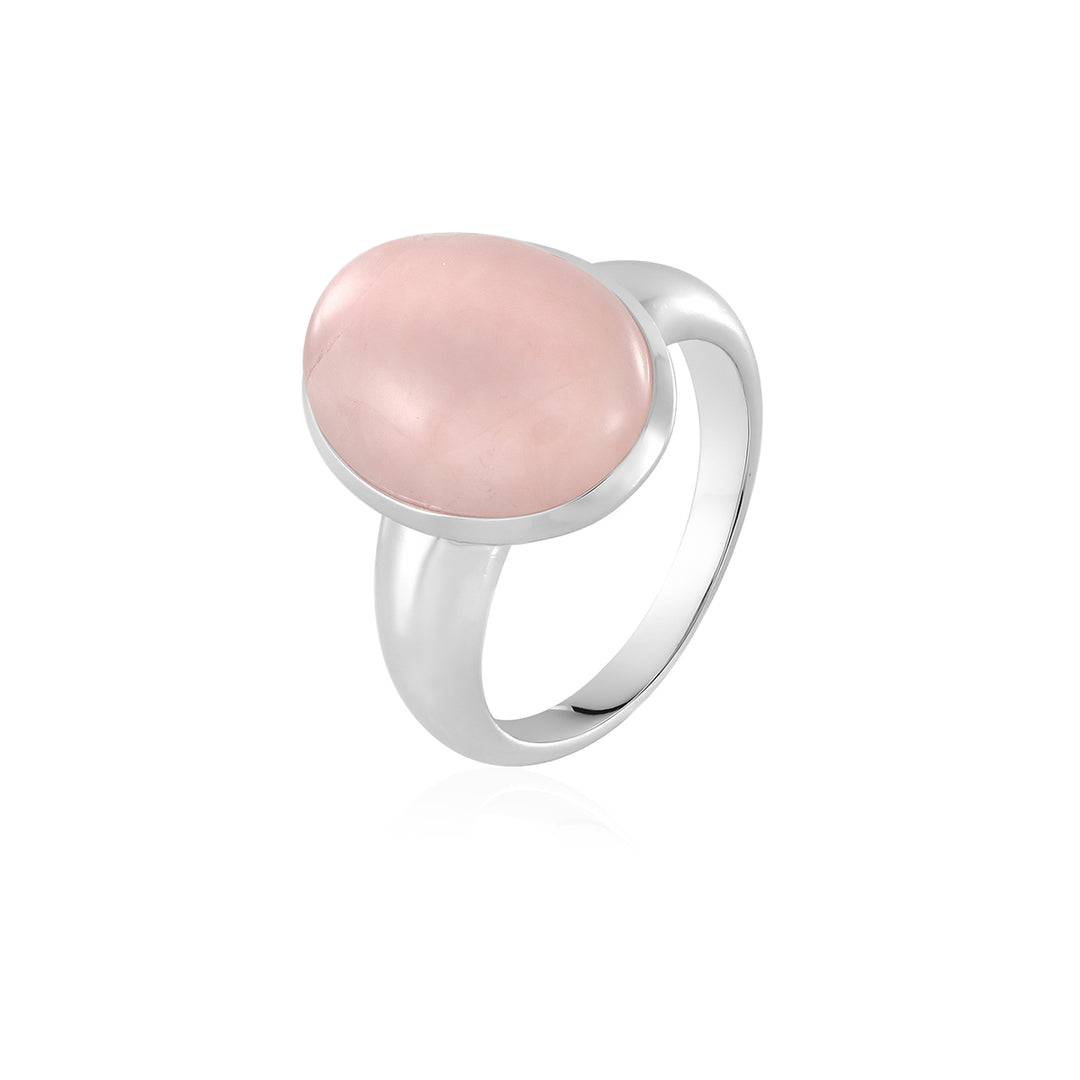 Sterling Silver Rose Quartz Cabochon Ring