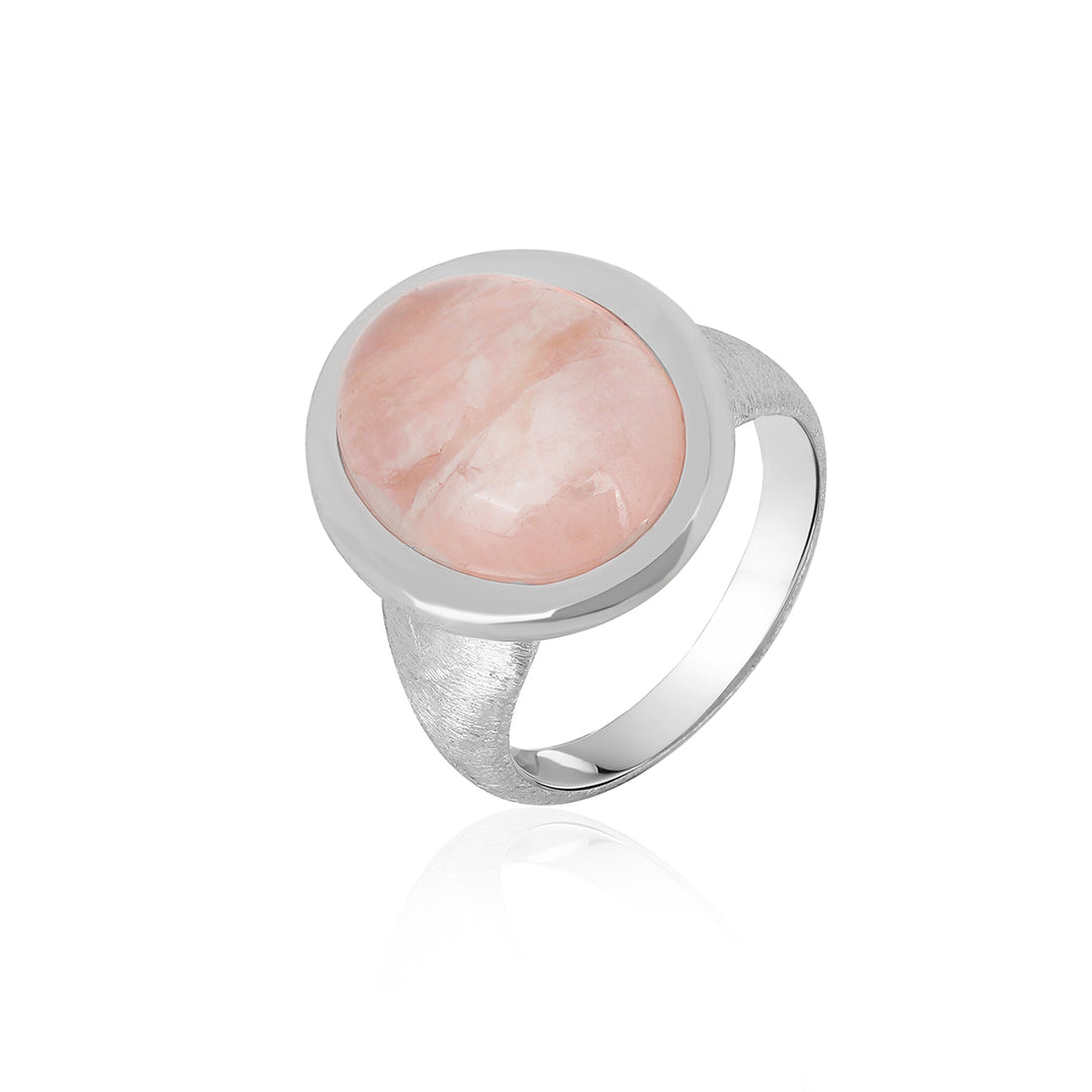 Sterling Silver Rose Quartz Oval Cabochon Ring