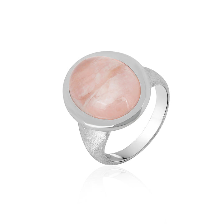 Sterling Silver Rose Quartz Oval Cabochon Ring