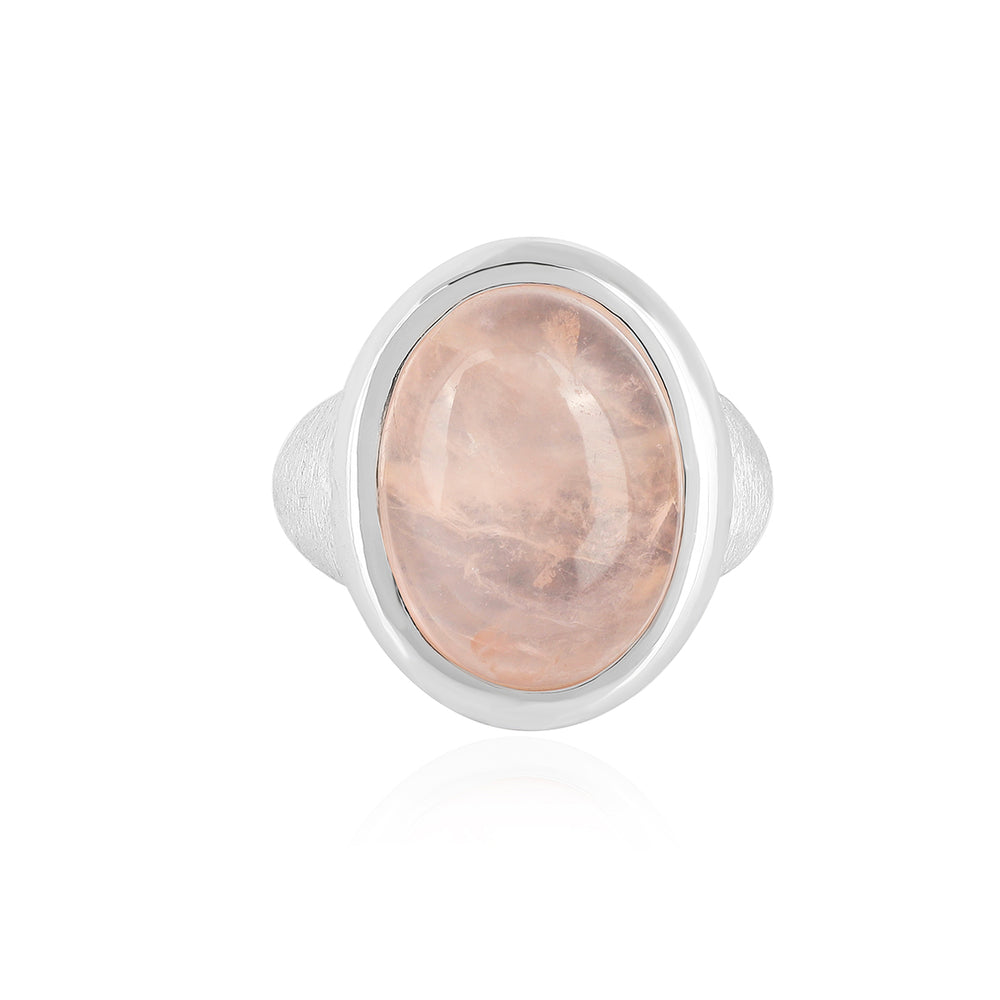 Sterling Silver Rose Quartz Oval Cabochon Ring