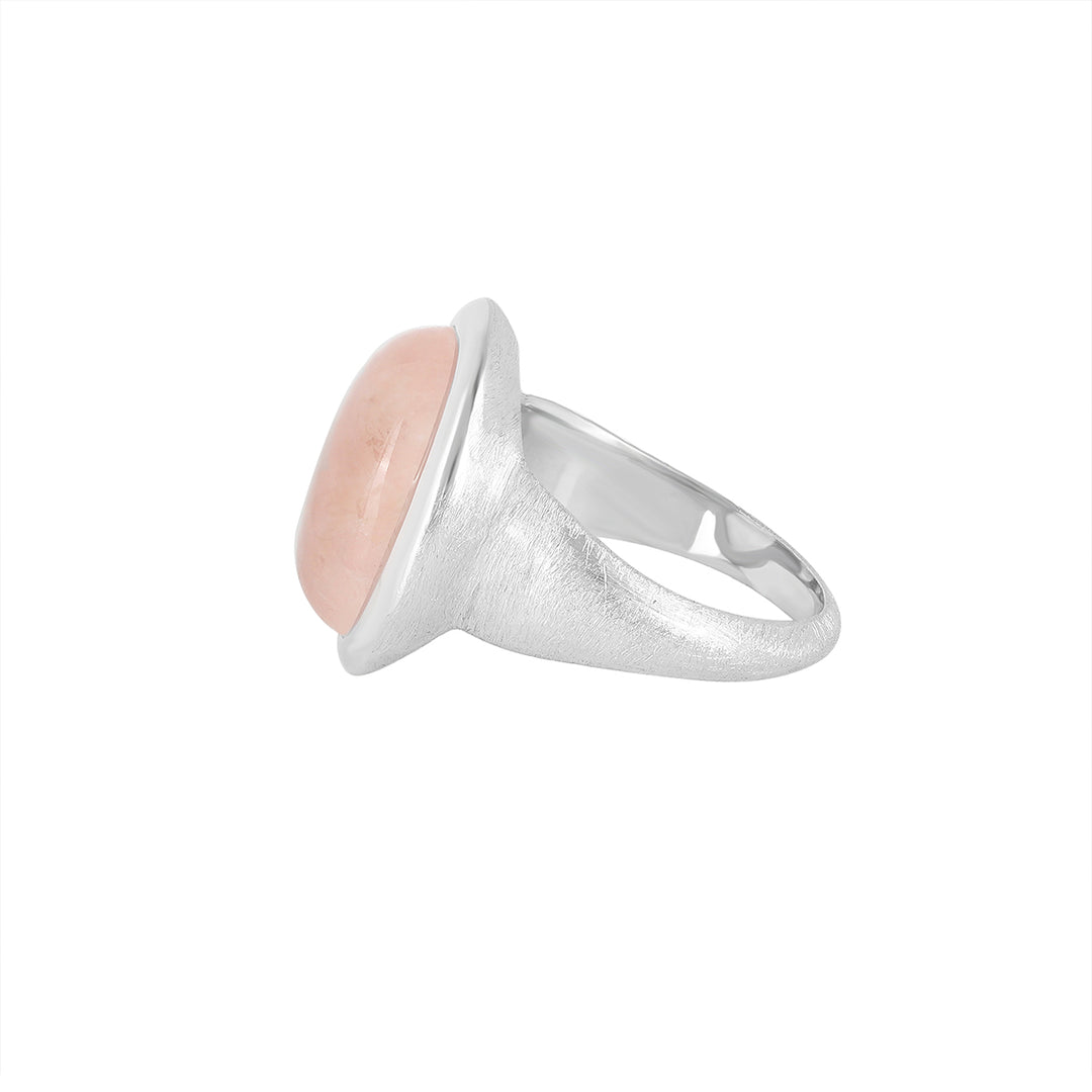 Sterling Silver Rose Quartz Oval Cabochon Ring