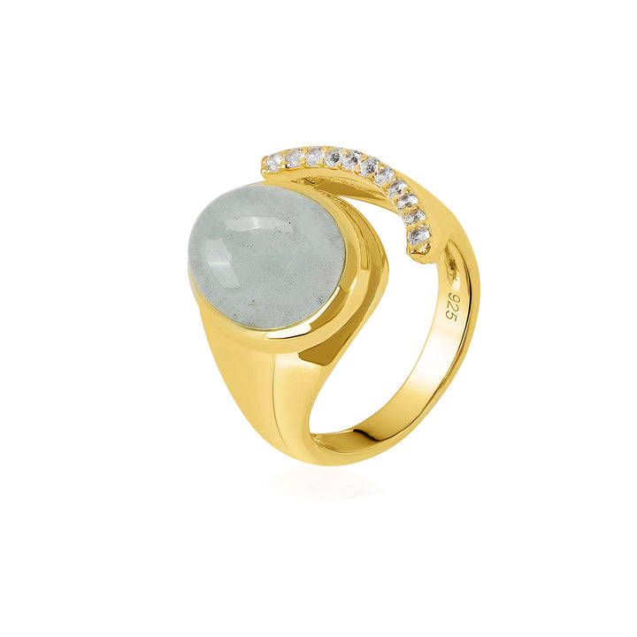 Aquamarine and Zircon Silver Ring