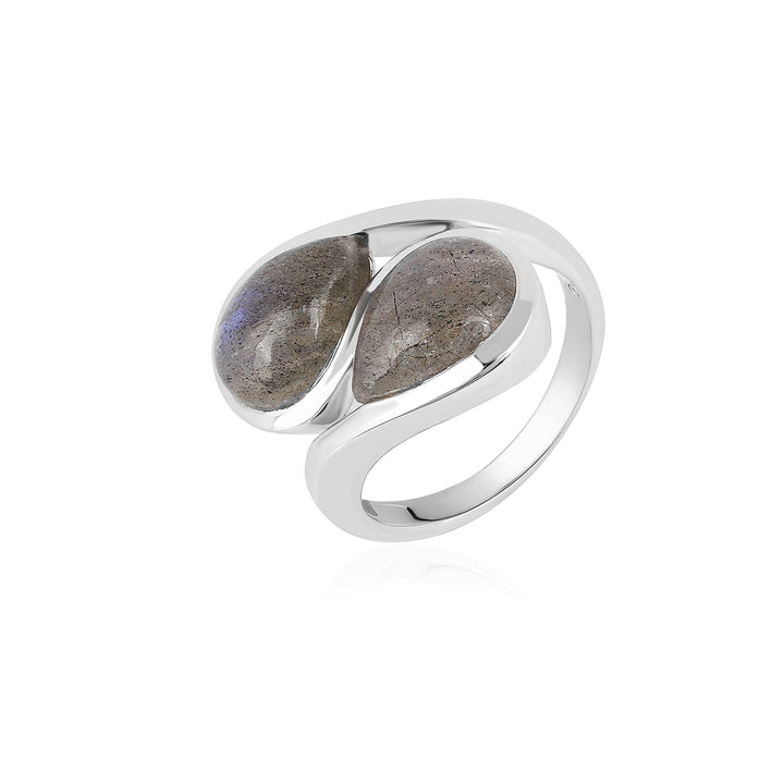 Labradorite Cabochon Bypass Silver Ring