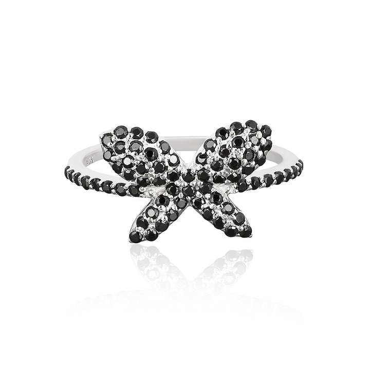 Black Spinel Butterfly Silver Ring