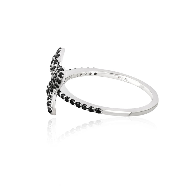 Black Spinel Butterfly Silver Ring