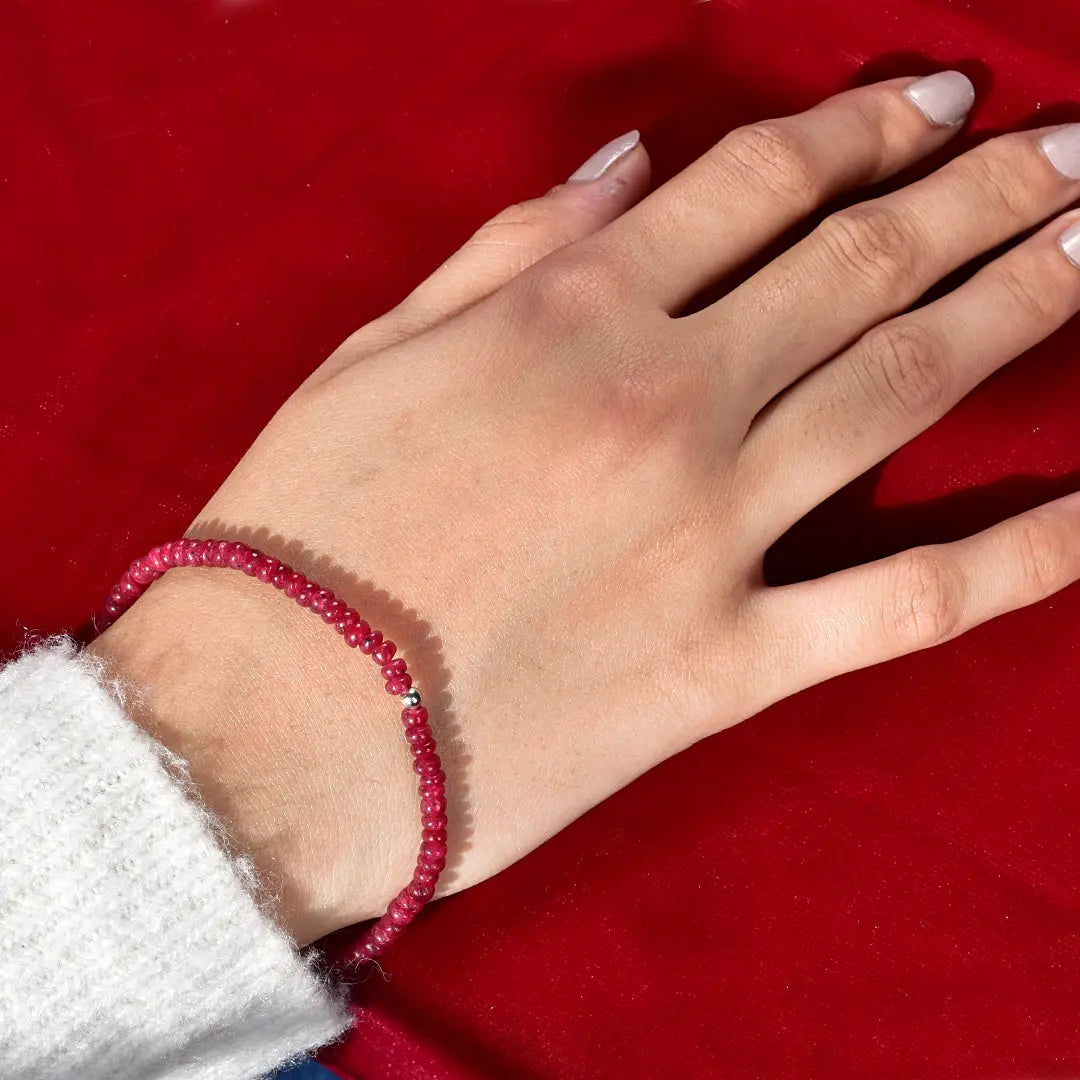 Ruby Beads Stretchable Bracelet