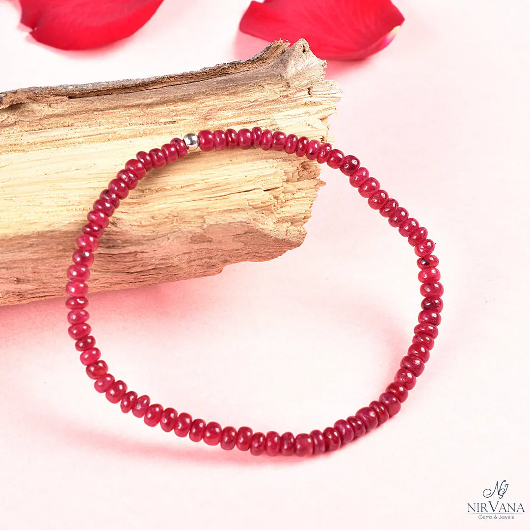 Ruby Beads Stretchable Bracelet