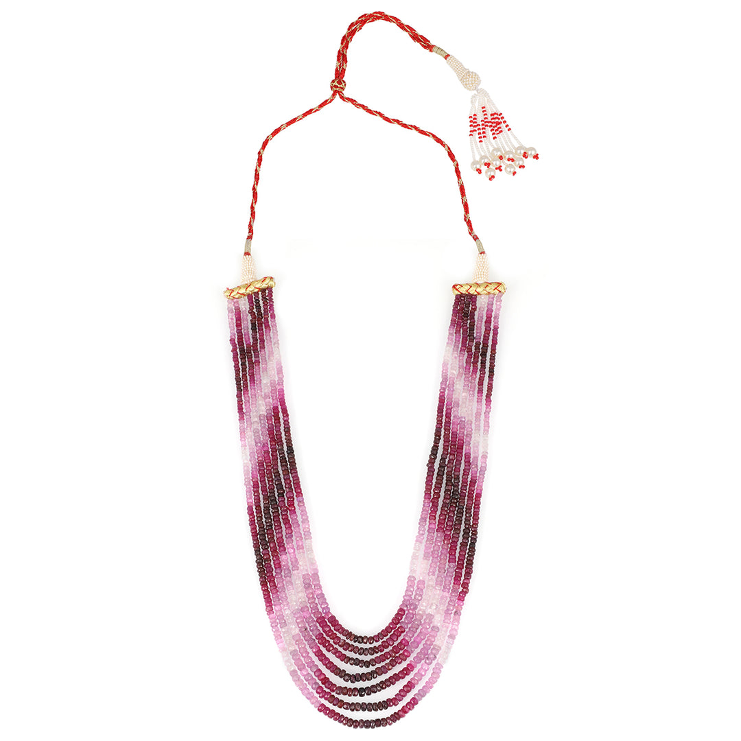 Ruby Shaded Beads 7 Layer Sarafa Necklace