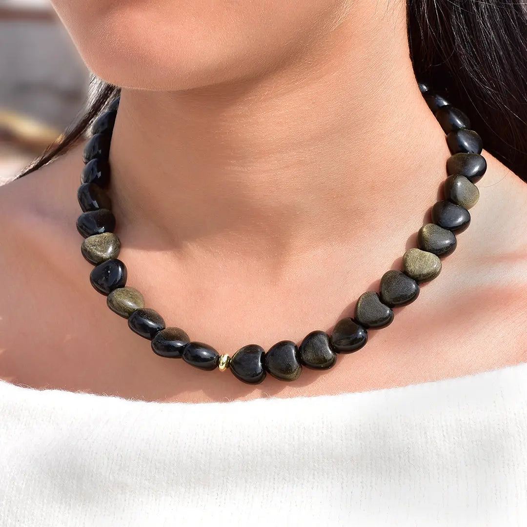 Sterling Silver Golden Obsidian Necklace