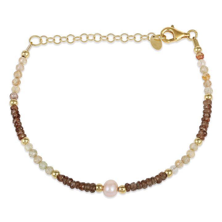 Multi Zircon and Pearl Silver Bracelet