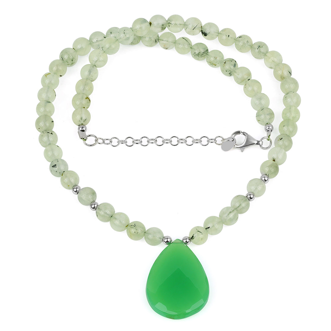 Prehnite and Chalcedony Pendant Necklace