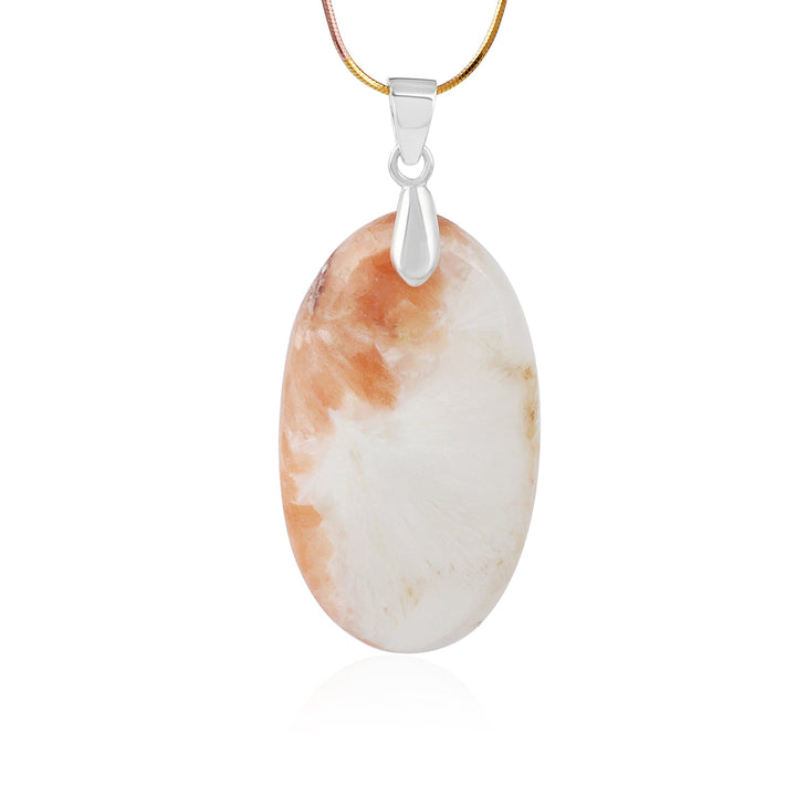 Scolecite Oval Cabochon Silver Pendant